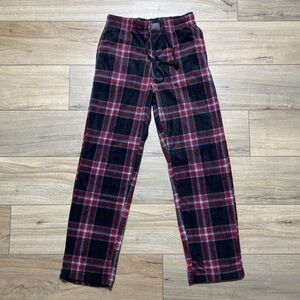 Lucky Brand Mens Sleepwear Plaid Fleece Pajama Pants Size Small‎ Black Gray Red